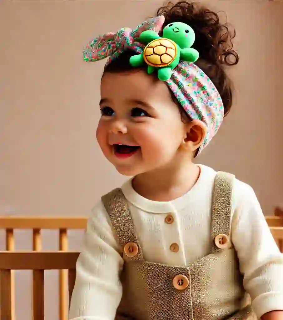 Turtle-Themed Baby Headband with Plush Turtle Toy